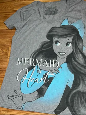 Disney Ariel Gray Graphic Tee with Black Print thumbnail 4