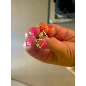 Unisex Triangle 18k‎ Gold Plated Silver Stud Earrings, 10mm thumbnail 4