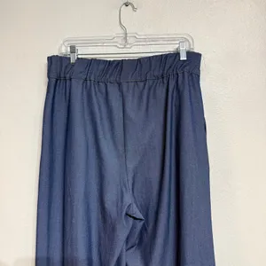 Zara Dark Chambray Wide Leg Trousers Sz M thumbnail 7