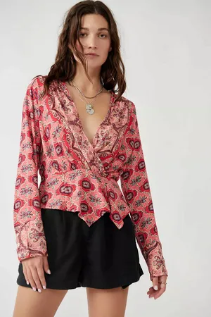 NEW Free People Falling For You Top in Red Pink Small thumbnail 1