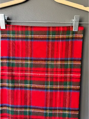 V. Fraas Cashmink Red Tartan Plaid Scarf with Fringe thumbnail 4