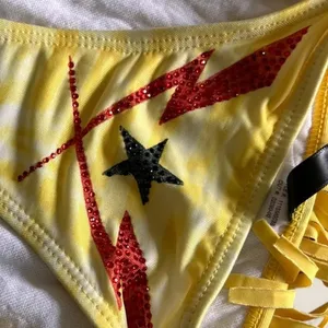 Affliction Yellow Fringe Statement Bikini Bottoms| Size XS McBling Y2K thumbnail 5