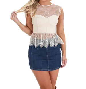 Cream lace top White thumbnail 2