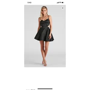 Windsor Black Satin Fit-and-Flare Spaghetti Strap Cutout Dress Size 5/6 thumbnail 3