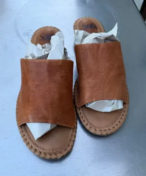 Sofft Brown Leather Slide Sandals Womens 8M Espadrille Comfort Shoes thumbnail 1