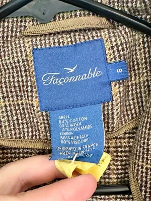 Faconnable Brown Plaid Wool Toggle Pea Coat thumbnail 3