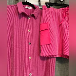 Pink Ribbed Button thumbnail 2
