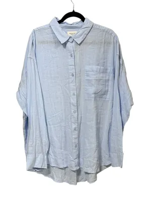 American Eagle Light Blue Textured Stripe Oversized Button Down Shirt XL 6246 thumbnail 1