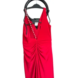 Leena by‎ Mac Duggal Asymmetrical Pearl Strap V-Neck Gown Size 8 26532 Prom thumbnail 13