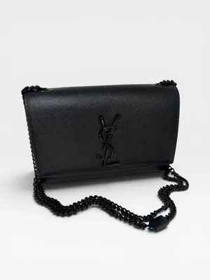 Authentic YSL Saint Laurent Monogram Black Leather Chain Crossbody Shoulder Bag thumbnail 2