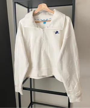 NWT Prince Cropped Quarter Zip Pullover White Size XXL thumbnail 1