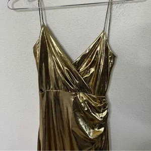 Meshki Hazel Liquid Gold Drape Maxi‎ Dress Women's Size S thumbnail 4