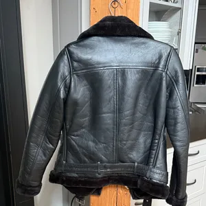 Black Leather Jacket with Faux Fur Lining thumbnail 2