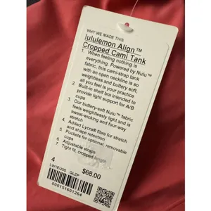 Lululemon Align Cropped Cami Tank Light Support A/B Cup Glaze Pink GLZP Sz 4 New thumbnail 3