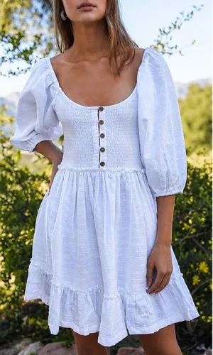 FREE PEOPLE Summer Picnic Mini Dress in White thumbnail 1