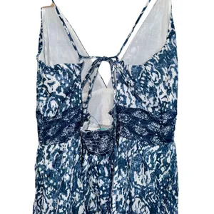 Abercrombie & Fitch Blue White Abstract Tiered Sleeveless Maxi Dress Womens Sz M thumbnail 10