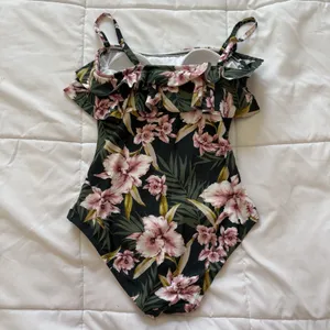 Kona Sol Swimsuit One Piece Womens Small Green Floral‎ Tropical Beach Summer thumbnail 5