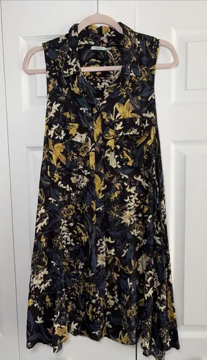 Kimchi Blue Floral Sleeveless Tunic Dress Womens Size M Navy Boho Rayon thumbnail 1