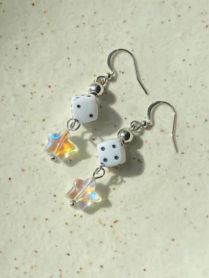 Handmade dice & star grunge funky y2k style dangle earrings 🎲⭐️ thumbnail 3
