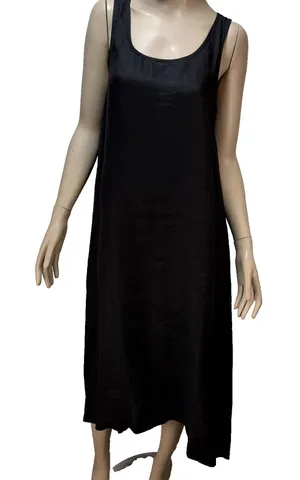 Courtney Washington Midi Sleeveless Black Linen Dress Size M Pockets Made‎ USA thumbnail 1