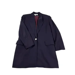 Vintage Christian Dior Navy Blue 100% Wool Longline Blazer Jacket USA 80s thumbnail 3