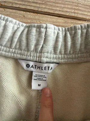 Athleta Grey Sweat Shorts m spot on the back in pic thumbnail 2