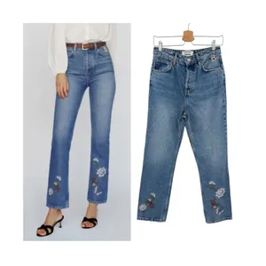 Reformation Cynthia High Rise Straight Jeans Fauna Floral Embroidered Size 28 thumbnail 2