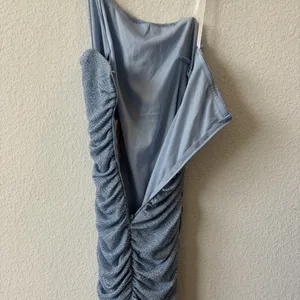 NWT B. Darlin Light Blue Glitter Ruched One-Shoulder Mini Dress Size 2 thumbnail 9