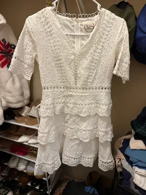 White Ruffle Dress Size M thumbnail 1