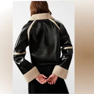 NWT STEVE MADDEN Faux Shearling Trim Faux Leather Jacket Oversized thumbnail 5