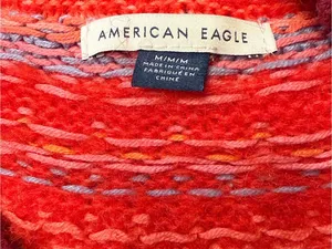 American Eagle Outfitters Red Multi-Stripe Fair Isle Crewneck Sweater thumbnail 4