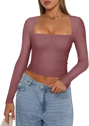 Square Neck LS Shirt Purple thumbnail 1