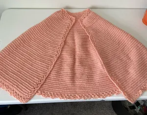 Handcrocheted‎ grandma shawl Orange Size M thumbnail 1