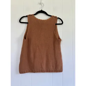 Pepin Brown Crochet Knit Sleeveless Sweater Vest Terracotta Boho Small thumbnail 2