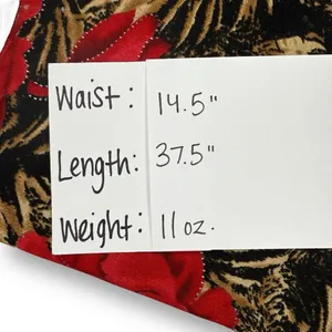 Vintage Y2K Maxi Skirt L Red Floral Tiger Animal‎ Print Slinky Stretch Pull On thumbnail 8