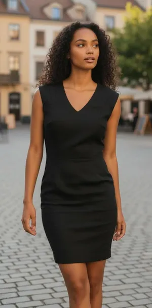 ANTONIO MELANI Classic Navy Blue Sleeveless V-Neck Dress thumbnail 1
