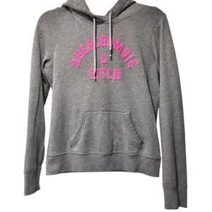 Abercrombie & Fitch Women Hoodie Boho Y2K Casual Gray Pink Logo Size M thumbnail 2