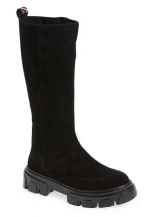 Farm Rio Tall Black Suede Boots Size 8.5 Lug Sole thumbnail 1