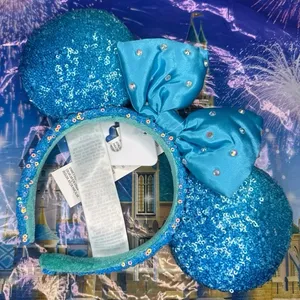Disney parks ice blue frozen Elsa Minnie Mouse ears NWT thumbnail 1