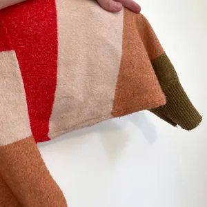 A NEW DAY Slouchy Crewneck Pullover Sweater Red Beige Orange Colorblock Striped thumbnail 15