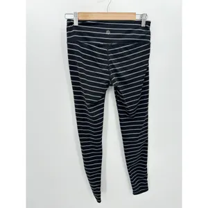 Athleta Womens Black Gray‎ Striped Polyester Spandex Full Length Leggings Small thumbnail 2