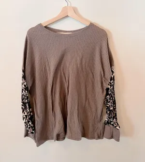 She + Sky Leopard Waffle Knit thumbnail 1