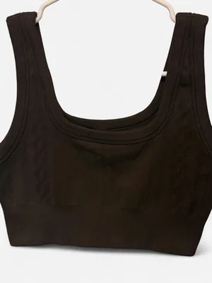 Target Joylab brown sports bra/cropped tank top with subtle textured diamond pattern #activewear #fitness thumbnail 2