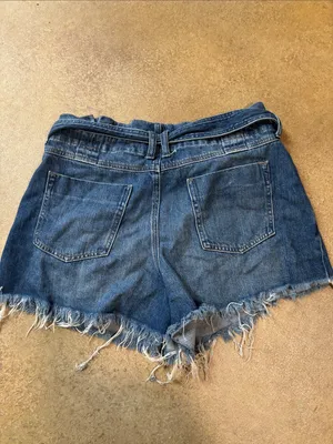 We The Free Blue Paperbag Waist Denim Shorts with Self-Tie Belt thumbnail 2