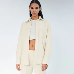 TNA‎ | Women's Oversized Fleece Button Up Polar Shirt Jacket, Whisper White, XL thumbnail 10