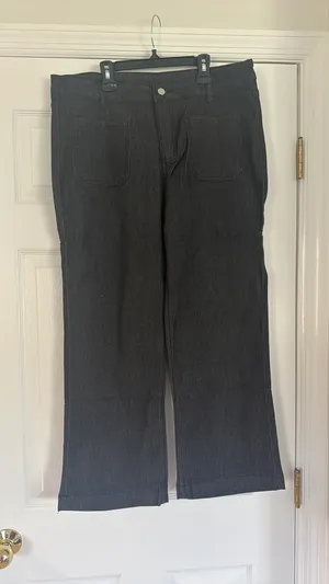 Black Denim Amazon Stretch Wide Leg Jeans Size XL thumbnail 1