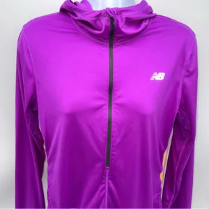New Balance Women’s Purple/Yellow/Gray Colorblock 1/2 Zip Pullover Hoodie-Size M thumbnail 2
