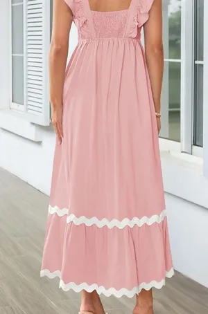 Zesica Spaghetti Straps Sleeveless Backless Smocked Lace Midi Dress Nwt thumbnail 2