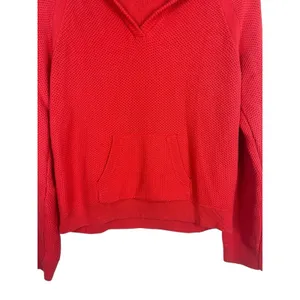 Lauren Ralph Lauren LRL Orange Waffle Knit Hooded Sweater XL Kangaroo Pocket thumbnail 3