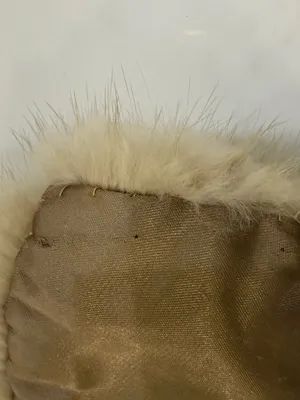 VINTAGE Cream Beige MINK FUR COLLAR Tan‎ SATIN Lining thumbnail 6